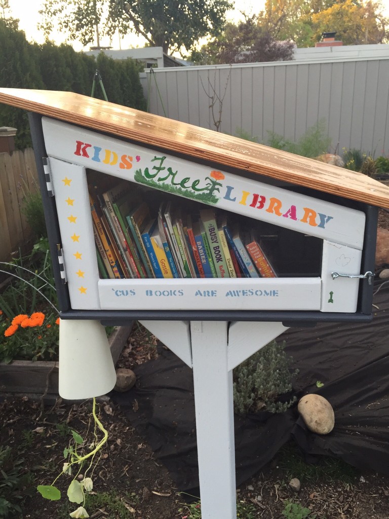 The Peifer-Brownfield family built a mid-century-modern Little Free Library for children on Hamilton. It was their son’s request for his fourth birthday. 