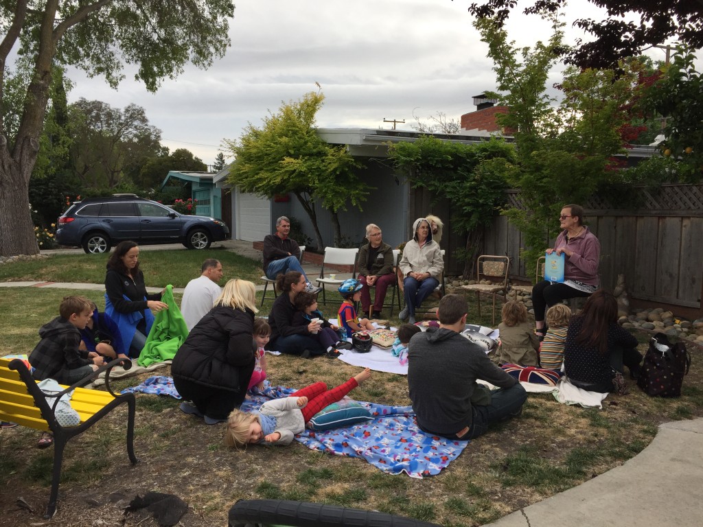 Alice's first story hour for children attracted grandparents, too.