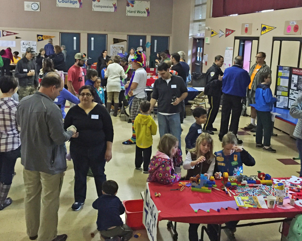 Looking right from the stage past the crafts table.